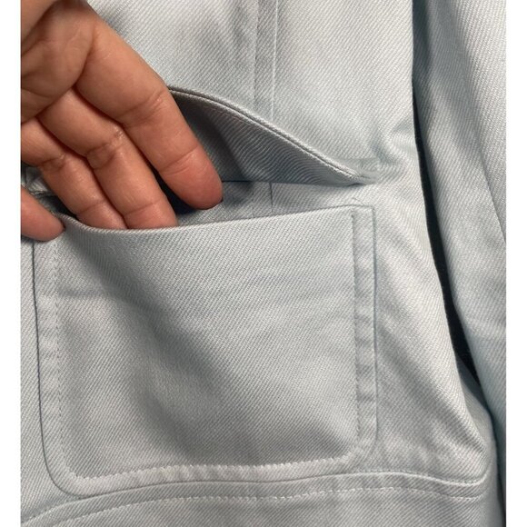 Vintage Carlisle Cotton Blend Blazer Jacket Size 12 Light Blue Pockets Zip Work - Picture 5 of 11